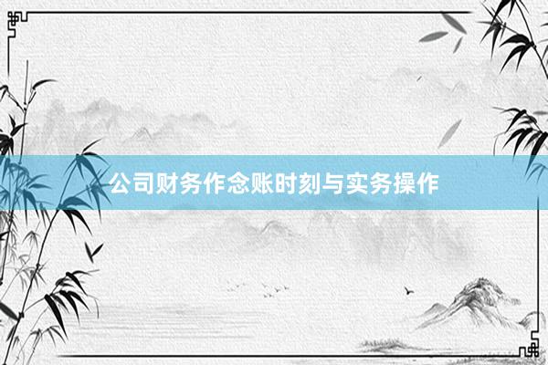 公司财务作念账时刻与实务操作